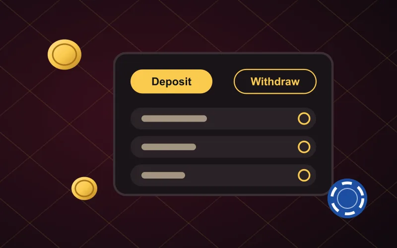 Book of Bet banking Book of Bet cashier screen with deposit and withdraw tabs